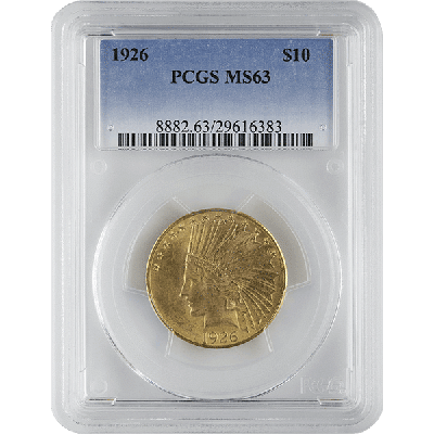 $10 Indian Head Gold Coin MS63 PCGS