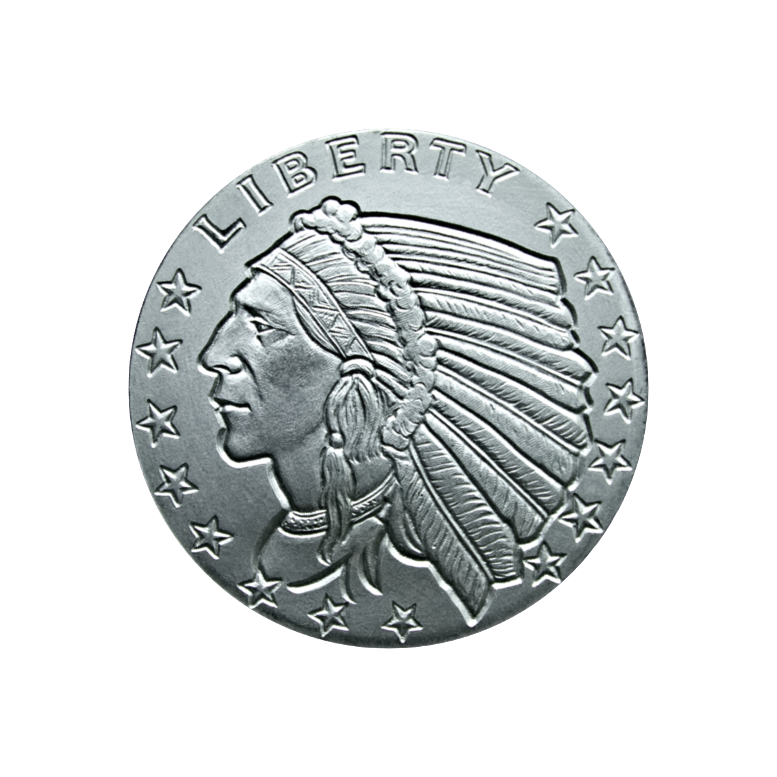1/2 OZ SILVER ROUND INCUSE INDIAN DESIGN GOLDEN STATE MINT